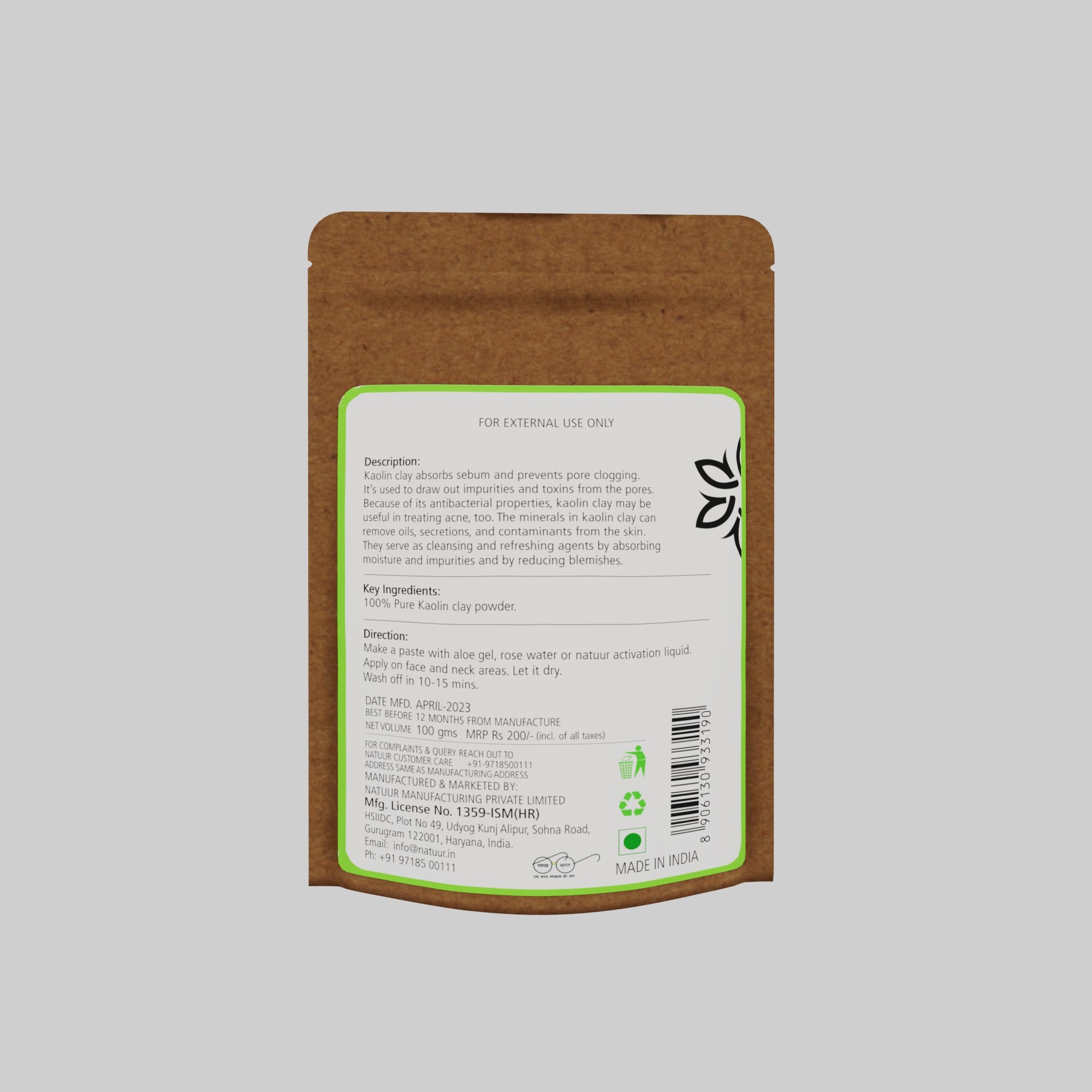 Kaolin clay powder 100g - Natuur.in