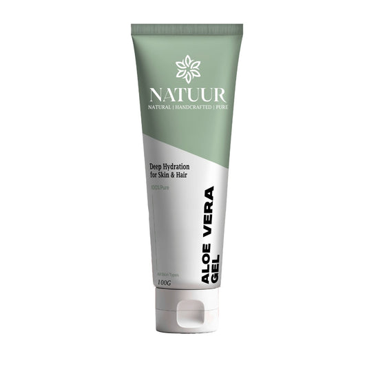 Natuur.in soothing aloe vera gel in a 100g green and white squeeze tube for skin and hair hydration