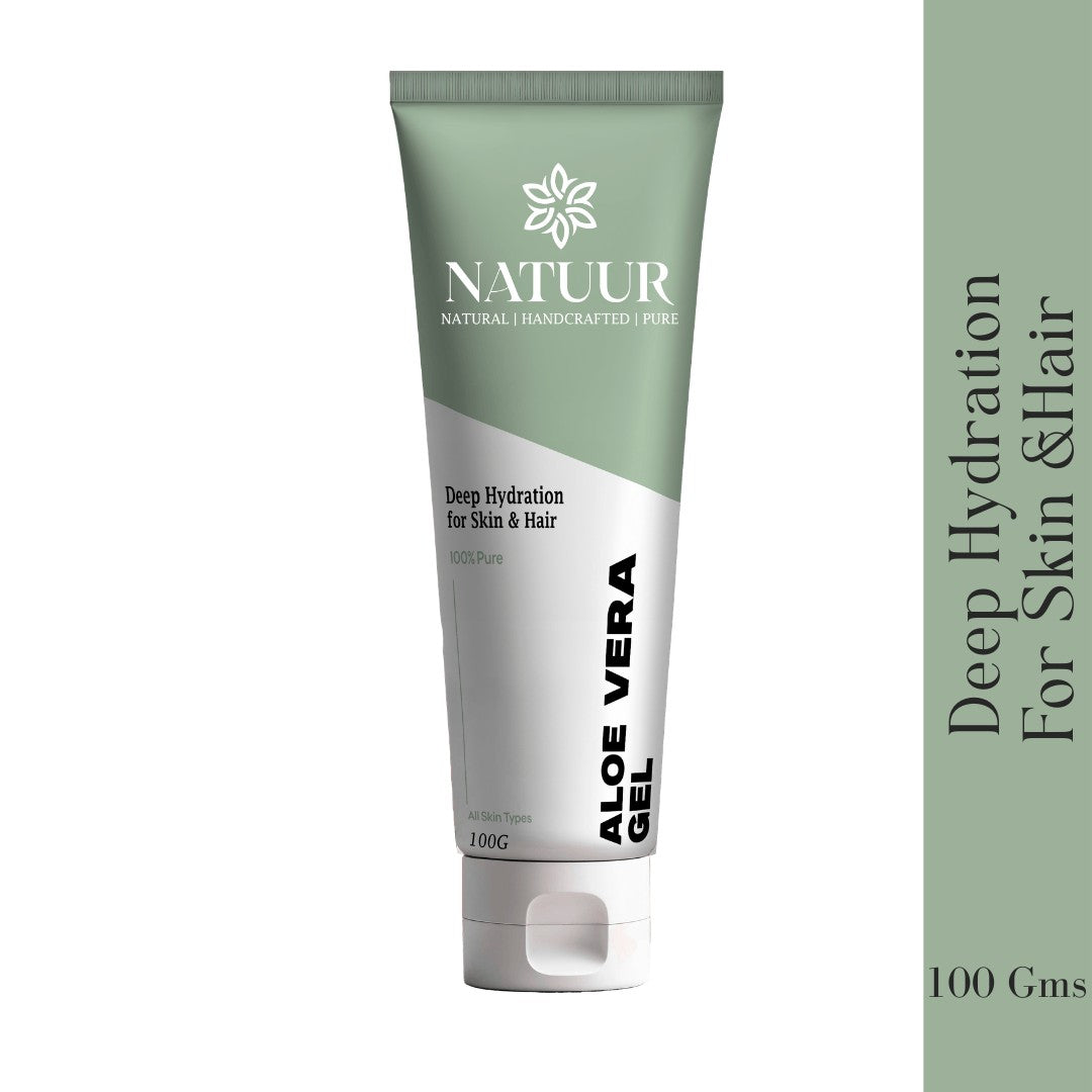 Natuur.in soothing aloe vera gel in a 100g tube for deep hydration of skin and hair