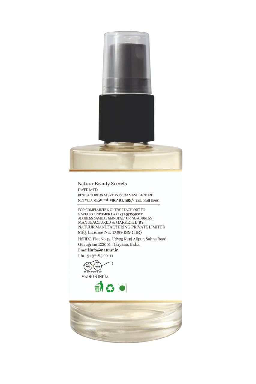 Natuur.in Glimmer eau de toilette 50ml glass spray bottle with product label details on a white background.