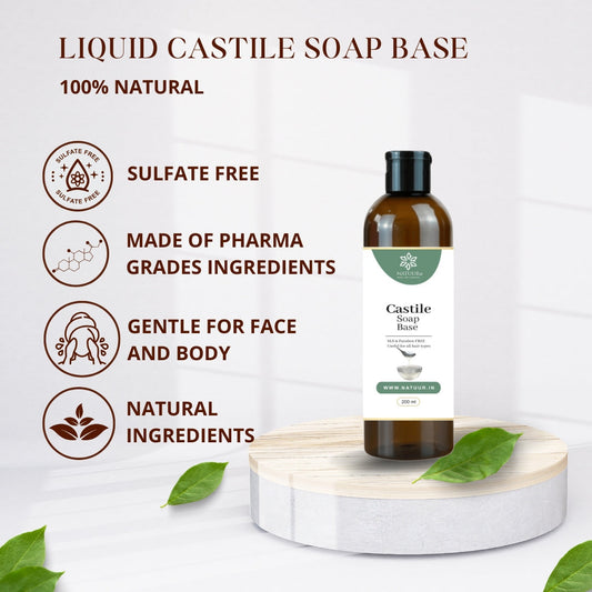 Natuur.in liquid castile soap base in a 200ml bottle, made with pure olive oil and gentle natural ingredients.