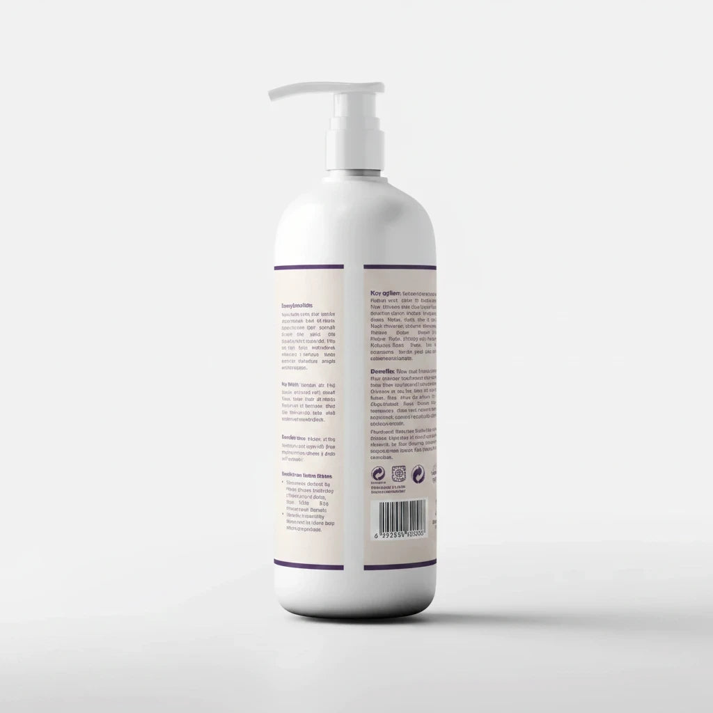 Natuur.in magnesium recovery body lotion in a white pump bottle with detailed product information on the label.