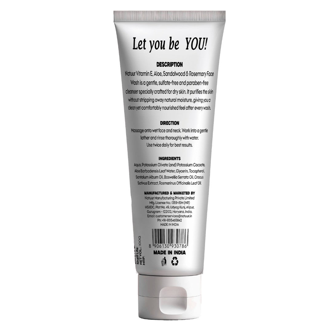 Back of Natuur.in Nourishing Cream Cleanser tube showing ingredients, directions, and product details.