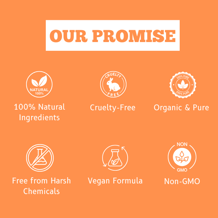 Natuur.in product promise graphic highlighting natural, cruelty-free, vegan, organic, and non-GMO shampoo ingredients.