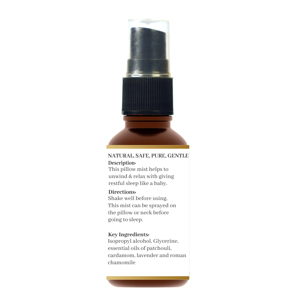Natuur.in Sleep Ritual Mist in an amber glass spray bottle with a black pump, featuring lavender and chamomile oils.