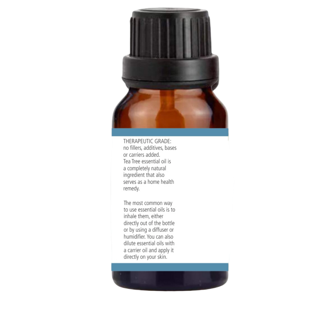 Natuur.in PURITY tea tree essential oil in an amber glass bottle with a black dropper cap