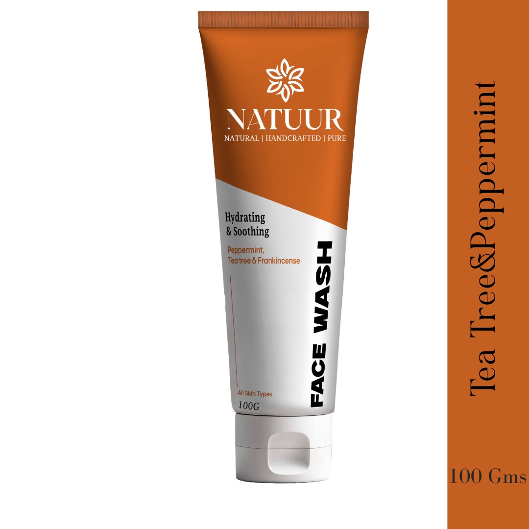 Natuur.in tea tree and peppermint face wash in a 100g squeeze tube for hydrating and soothing all skin types