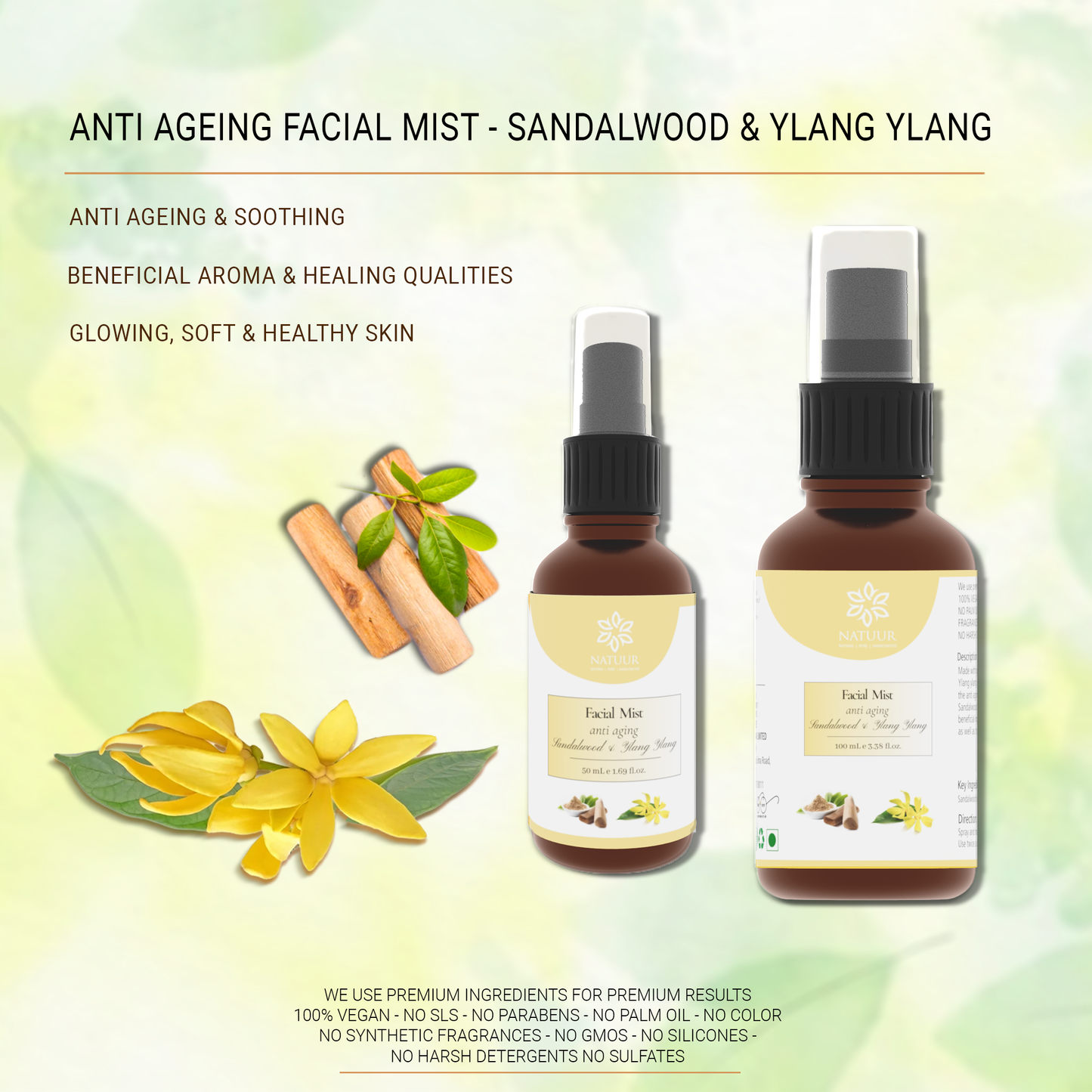 Natuur Facial Mist Sandalwood and Ylang Ylang Anti Aging 100ml