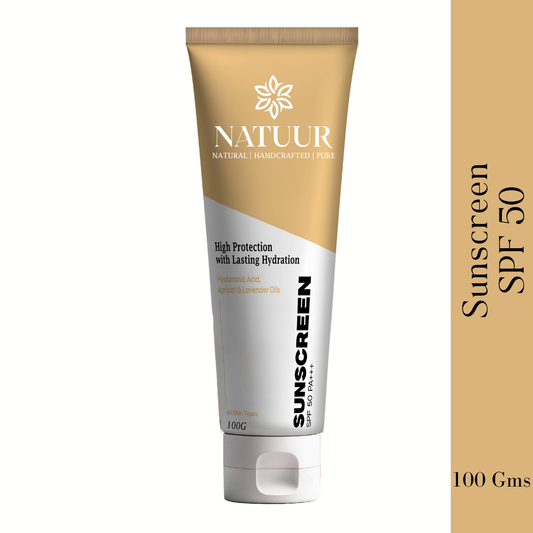 Sunscreen - SPF 50 - with hyaluronic acid, apricot and lavender oils